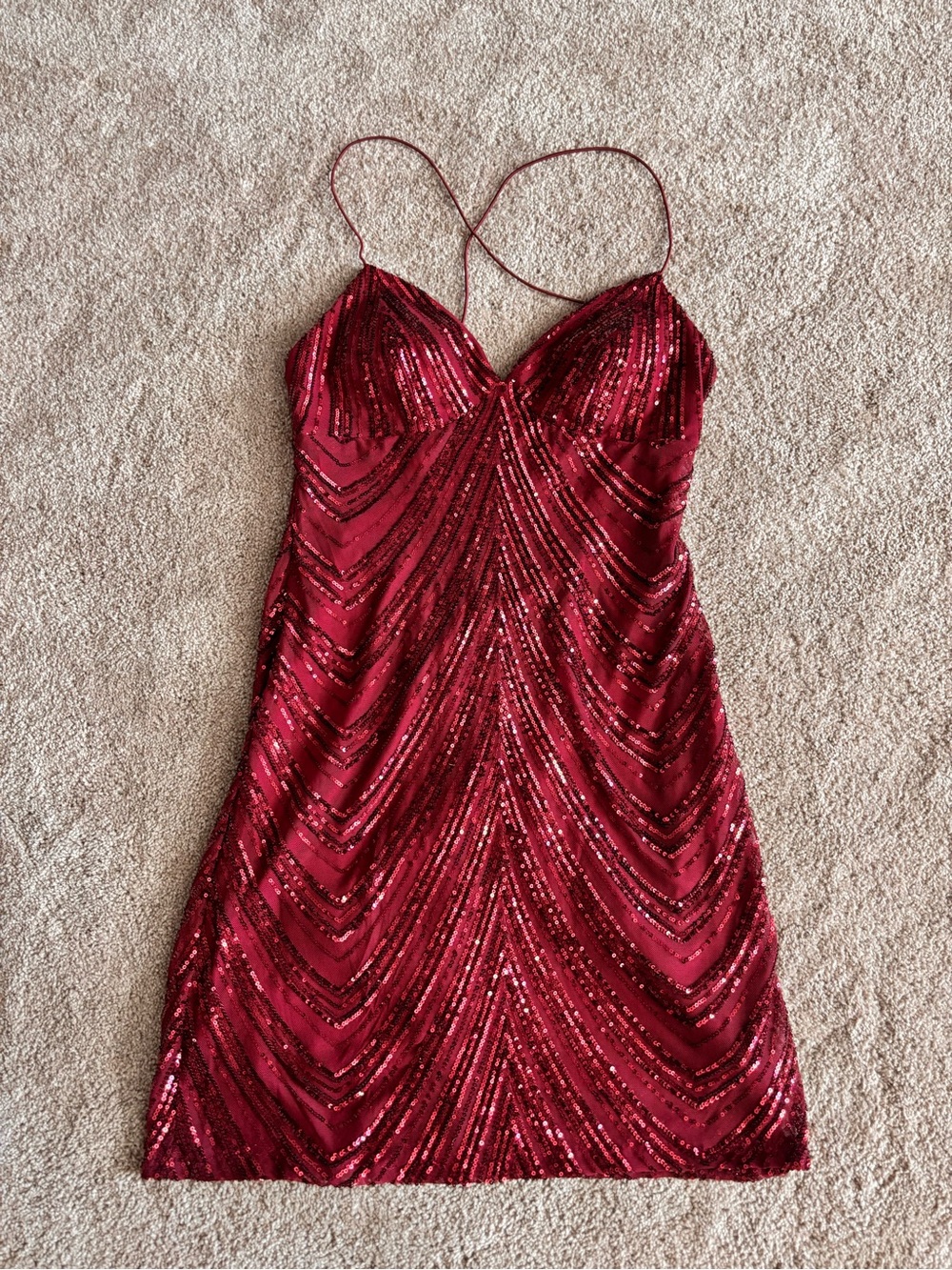 B Darlin Red Sequin Mini Slip Dress